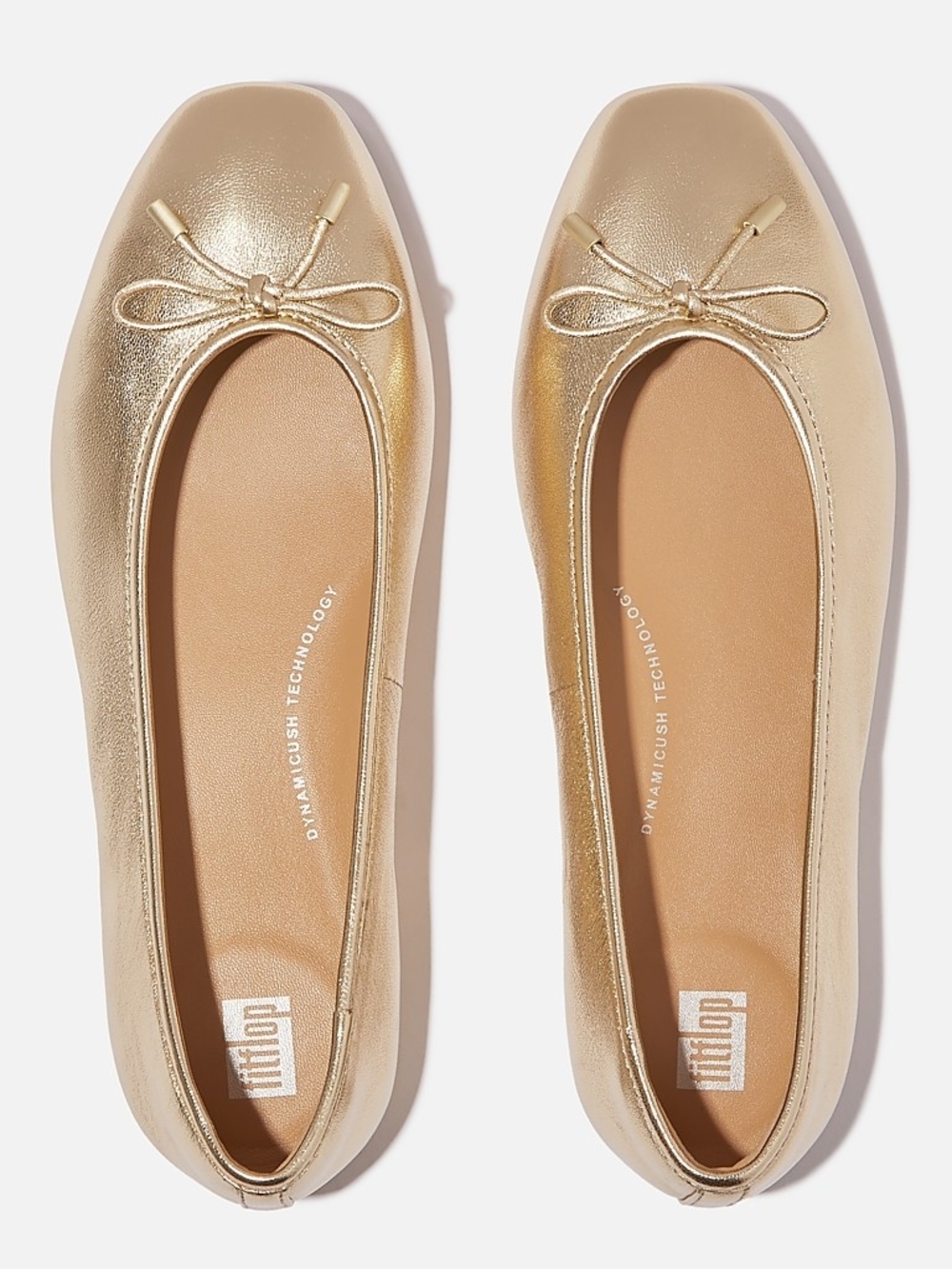 Fitflop DELICATO Bow Soft Metallic-Leather Ballerinas